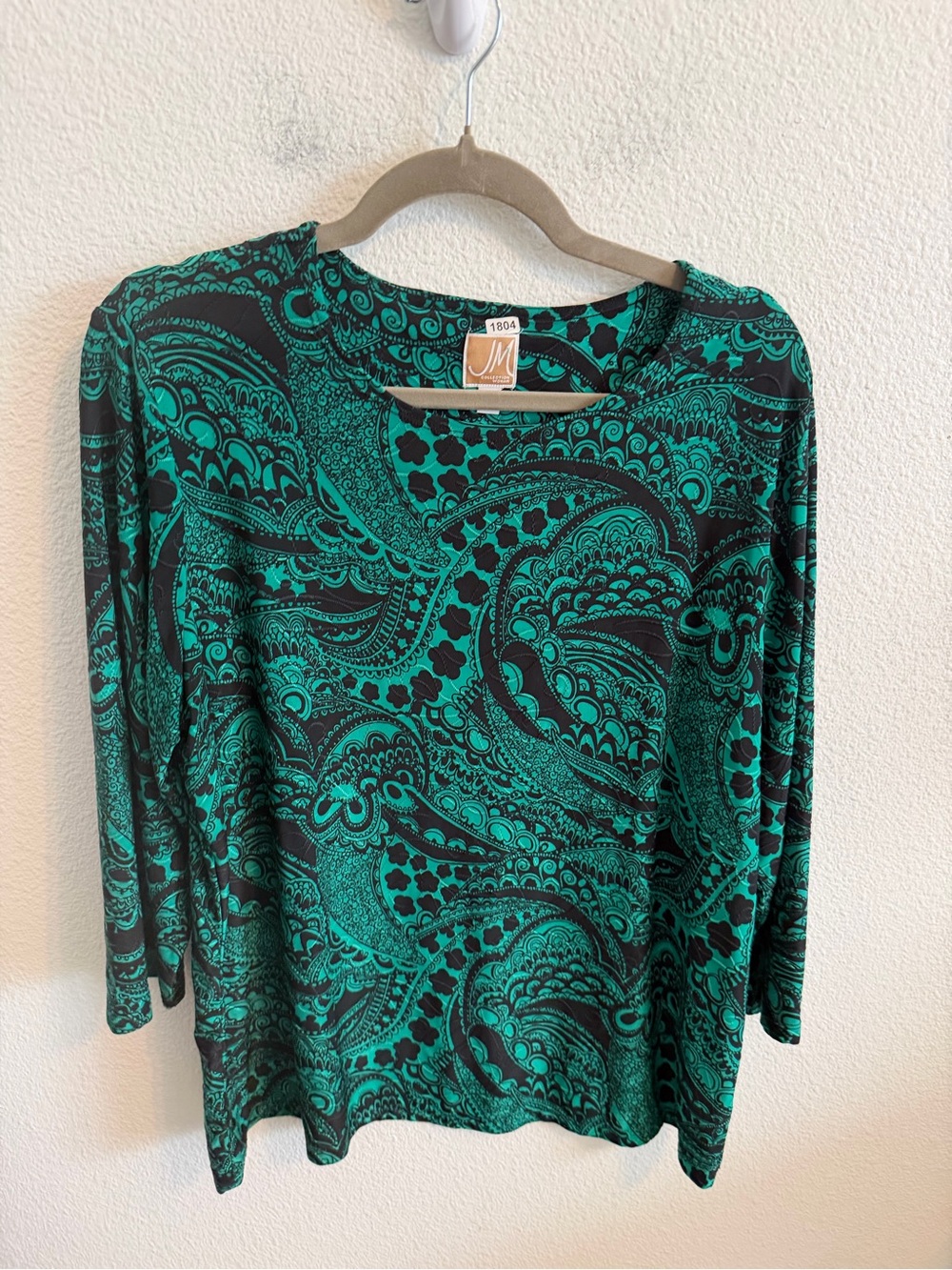 Mossimo Supply Co. Green Paisley Print Long-Sleeve Top